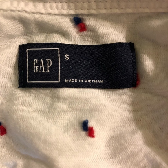 Gap Womens Button Up, White Small Polka Dot - Picture 2 of 8